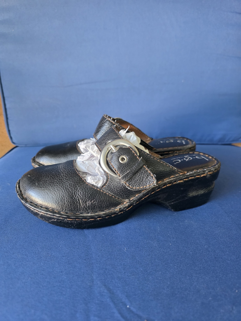 b.o.c. Leather Buckle Clogs Black Mary Jane Slip‑On Comfort Shoes Sz 6